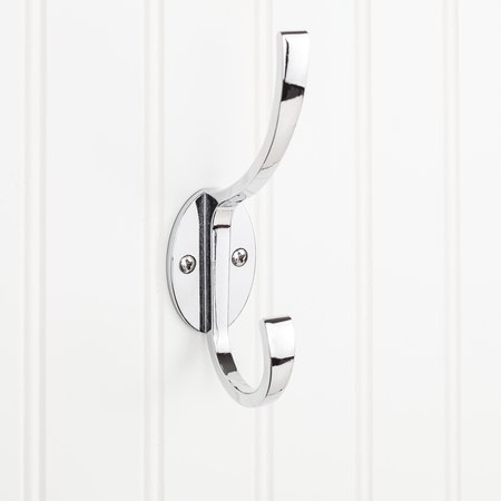 ELEMENTS BY HARDWARE RESOURCES 5-7/8" Polished Chrome Flared Transitional Double Prong Wall Mounted Hook YD55-587PC